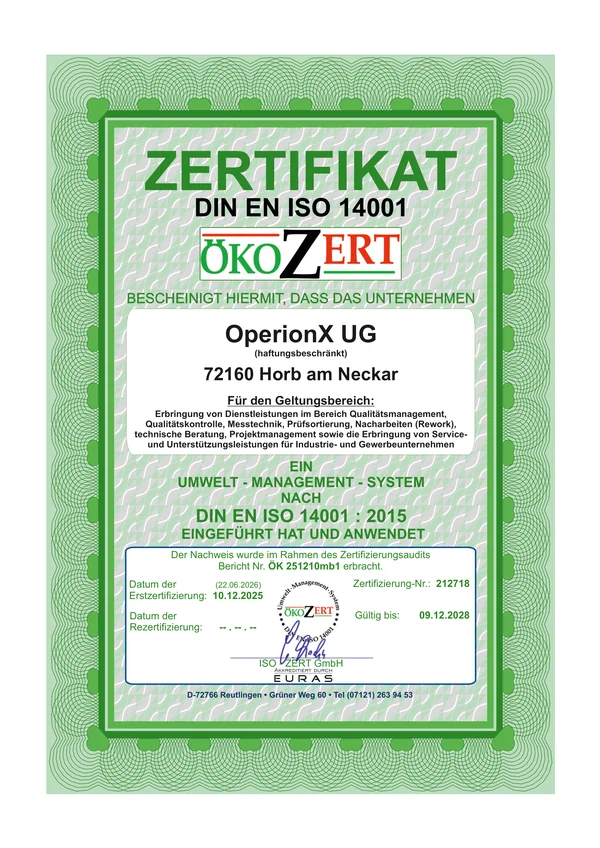 DIN EN ISO 14001:2015 — Zertifikat