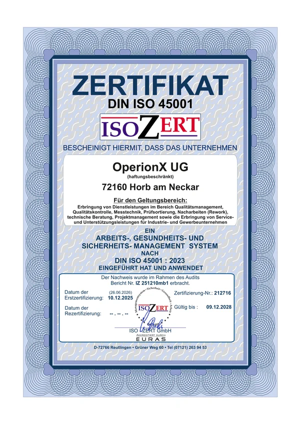 DIN ISO 45001:2023 — Zertifikat