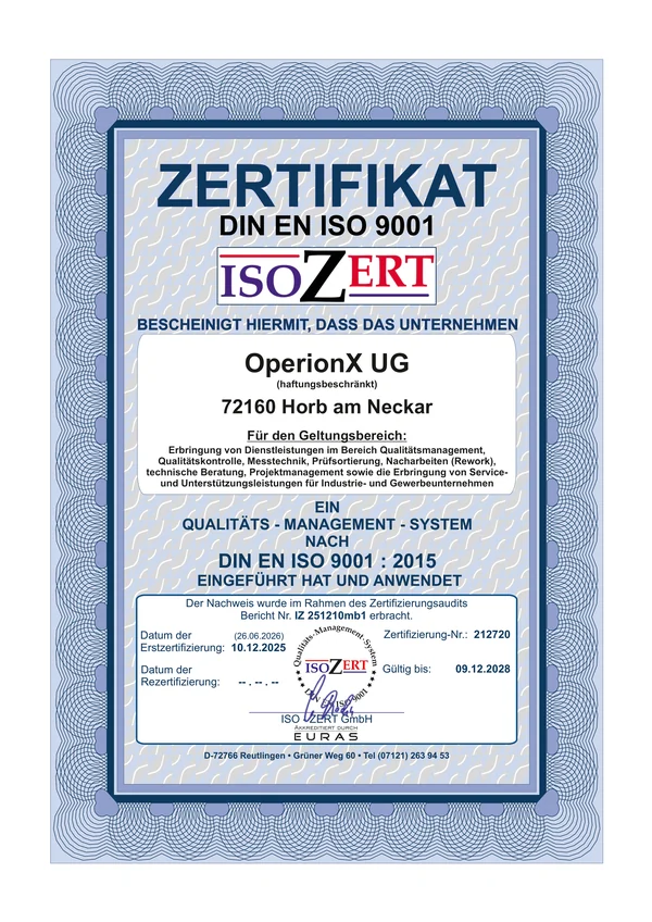 DIN EN ISO 9001:2015 — Zertifikat